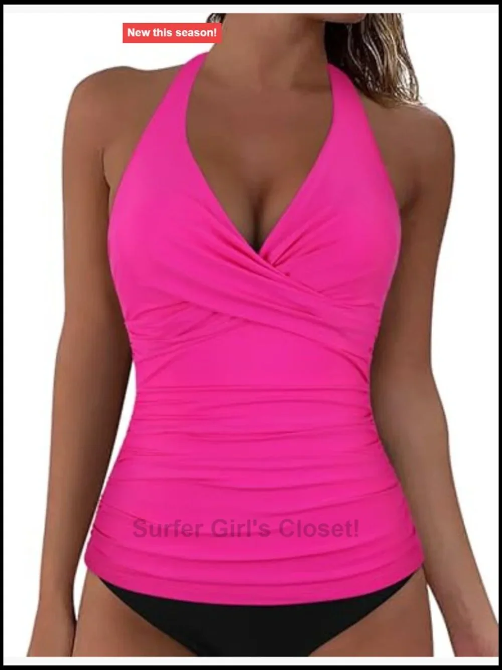 Underwire Halter Tankini Top Tummy Control Swimsuit Push Up Bathing Suit